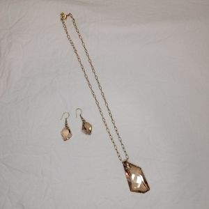 Fifth Avenue Amber Stone Earrings and Necklace costume Jewelry Set